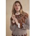Rabe - 57-121621 zachte trui taupe met print bruin cognac.